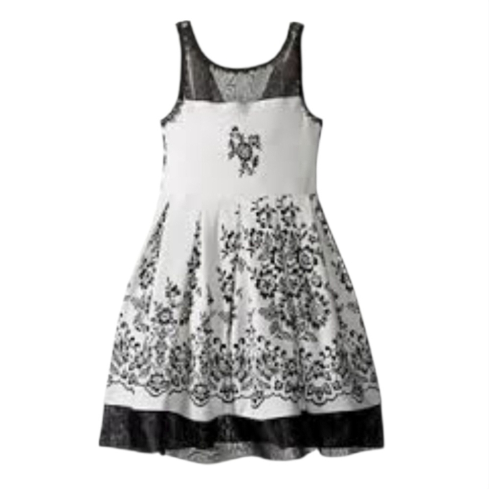 Bonnie Jean Black and White Floral Girls Dress, Size 16